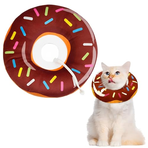 AHEJIOO Halskrause Katze, Einstellbarer Katzenkragen, Katzen Halskrause, Halskrausen Für Katzen, Katze Halskrause, Für Nach Operationen, Für Kleine Hunde Und Katzen (Braun Donut, M) von AHEJIOO