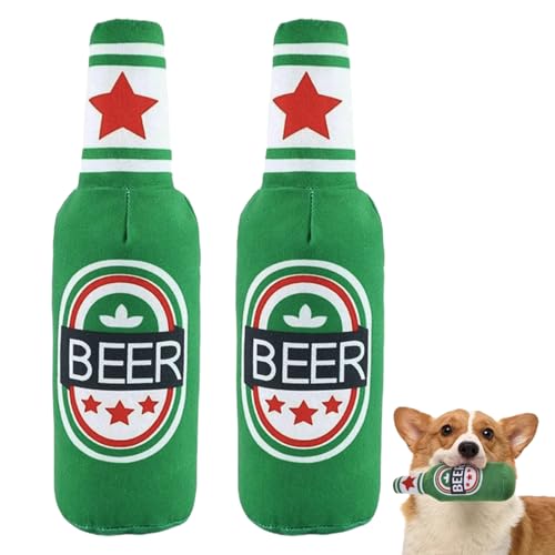 AHEJIOO 2 Stück Quietschendes Hundespielzeug, Weiches Bierflaschen Plüsch Hundespielzeug, Interaktives Hundekauspielzeug, Lustiges und Süßes Plüschspielzeug für kleine,Mittelgroße und Große Hunde AHEJIOO 2 Stück Quietschendes Hundespielzeug, Weiches Bierflaschen Plüsch Hundespielzeug, Interaktives Hundekauspielzeug, Lustiges und Süßes Plüschspielzeug für kleine,Mittelgroße und Große Hunde von AHEJIOO