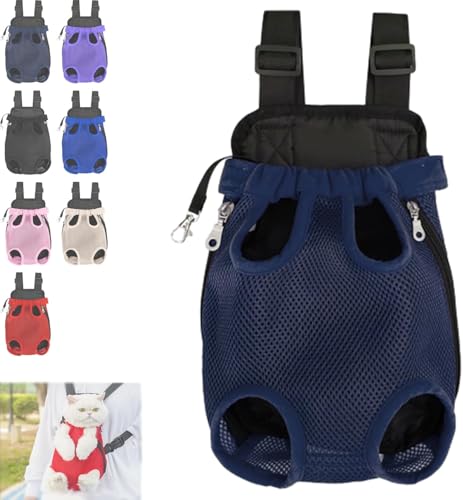 Haustier-Reiserucksack mit freiliegenden Beinen, tragbarer, atmungsaktiver Mesh-Rucksack, Hunde- und Katzenrucksack, geeignet für kleine und mittelgroße Hunde, geeignet zum Wandern und Radfahren von AHIOJEGX