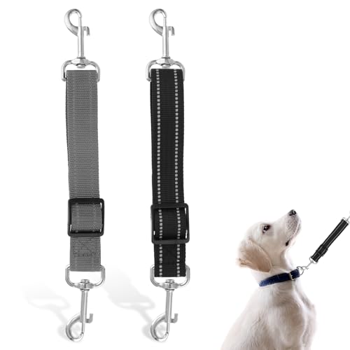 AHQiZFX 2 Stück Hundehalsband-Clips, reflektierendes Nylonhalsband, Sicherheits-Ersatzhalsband, verstellbarer Haustier-Hundehalsband-Anschluss, Doppelverschluss-Clip für Hundewelpen (schwarz) von AHQiZFX