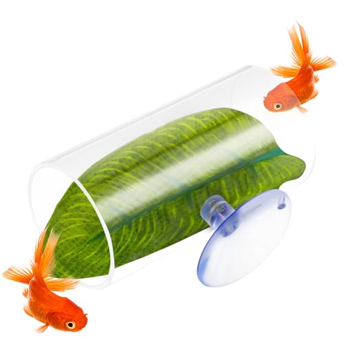 Betta Fisch-Tunnel aus Acryl, hohl, Betta-Fischhöhle mit Betta-Fischblatt-Pad, Betta-Zubehör, Betta-Unterschlupf, Versteck für Aquarium, Dekoration, Garnelenversteck von AHQiZFX