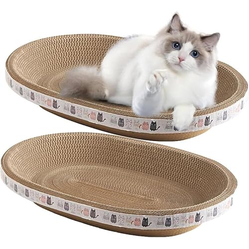 2PCS Kratzpappe Rund Für Katzen, Kratzpappe Für Katzen, Ovales Katzenkratzbretter Schüssel Nest, Ovales Runde Lounge Kratzbrett Katzenkratzschale Schutz Von Möbeln von AHSBND