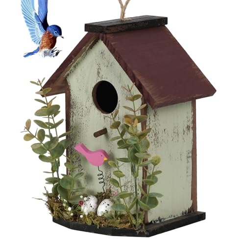 AHUONEL Vogelhaus zum Aufhängen, Vogelhäuser für den Außenbereich, blaues Vogelhaus für draußen, Kolibri-Haus, Gartenvogel, Nistkasten für Bluebird, Fink, Kardinalschwalbe, Wildvogel von AHUONEL