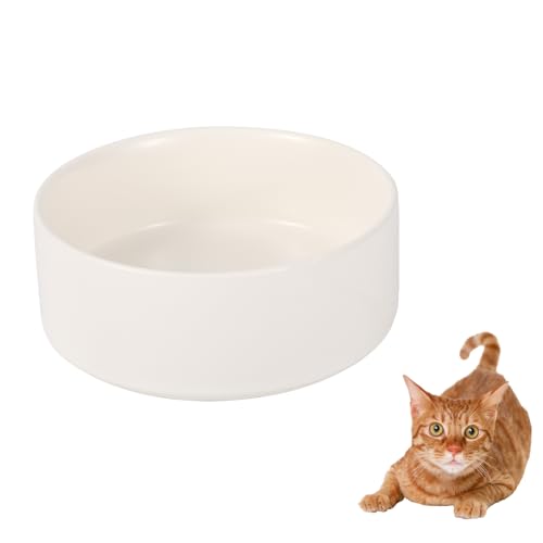 Futternapf Katzen Keramik Fressnapf Katze - Katzennapf als Ersatz - Katzenschüssel für Futter und Wasser - Wassernapf Katzen - Katzenfutter Napf - Katzenfressnapf - Hunde Welpen Napf - 480 ml - Weiß von AHX