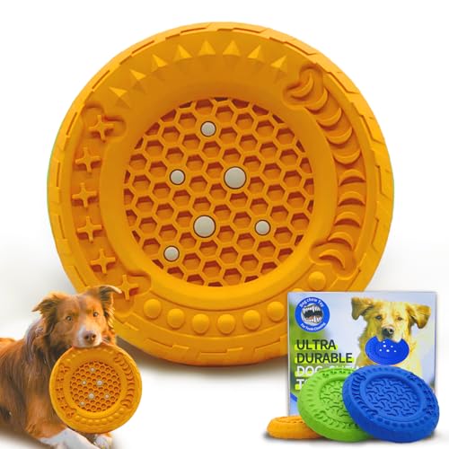 AHYDFSR Hundespielzeug, Kauspielzeug Hund Fast Unzerstörbar, Große Hunde Naturkautschuk Kauspielzeug, Interaktives kauknochen Hunde Spielzeug, Für Große Mittelgroße Hunde und Welpen, Orange Farbe von AHYDFSR