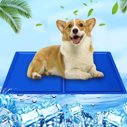 AHYDFSR Kühlmatte Hunde Katzen, Kühlmatte für Hunde, Kühlmatte für Katzen, Kühldecke für Hunde Wasserdicht & Kratzfest, Hunde kühlmatte verwenden selbstkühlend mit ungiftiges Gel, 50×65cm, Königsblau von AHYDFSR