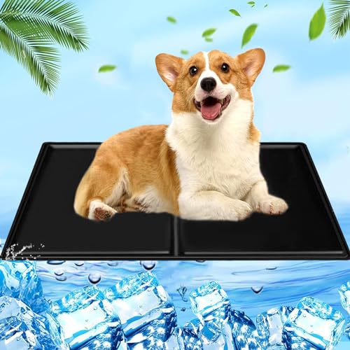 Kühlmatte für Hunde - Hunde kühlmatte für Hund & Katze, Haustier Kühlmatte, Dog Cooling Mat Kühlmatte Haustier, Wasserdicht & Kratzfest, Kühl Hundedecke, für Haustiere & Mensch, 40×50cm, Schwarz von AHYDFSR