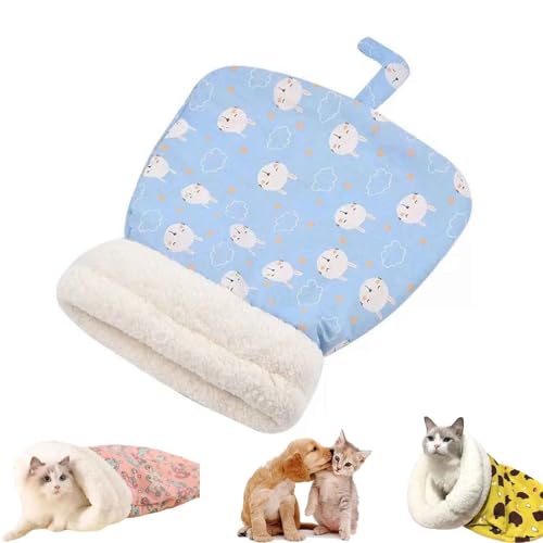 AHYXHY Petsboro Purrnest Sleeping Bag, Cat Sleeping Bag, 360 Wrap Comfortable Pet Snuggle Sack, Sleeping Bag for Cats, Cat Winter Sleeping Bag, Cat Sleeping Bag for Indoor Cats (Blue) von AHYXHY