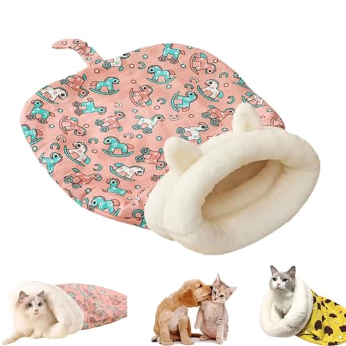 AHYXHY Petsboro Purrnest Sleeping Bag, Cat Sleeping Bag, 360 Wrap Comfortable Pet Snuggle Sack, Sleeping Bag for Cats, Cat Winter Sleeping Bag, Cat Sleeping Bag for Indoor Cats (Pink A) von AHYXHY