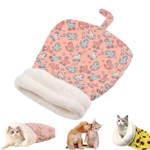 AHYXHY Petsboro Purrnest Sleeping Bag, Cat Sleeping Bag, 360 Wrap Comfortable Pet Snuggle Sack, Sleeping Bag for Cats, Cat Winter Sleeping Bag, Cat Sleeping Bag for Indoor Cats (Pink B) von AHYXHY