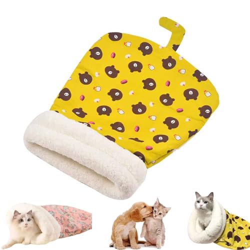 AHYXHY Petsboro Purrnest Sleeping Bag, Cat Sleeping Bag, 360 Wrap Comfortable Pet Snuggle Sack, Sleeping Bag for Cats, Cat Winter Sleeping Bag, Cat Sleeping Bag for Indoor Cats (Yellow) von AHYXHY