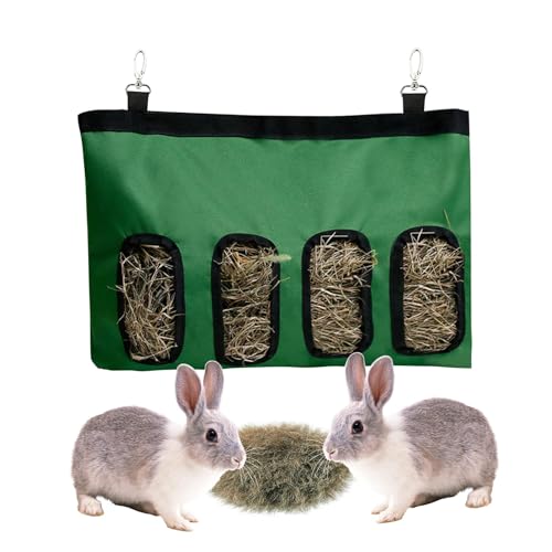 AIBAOBAO Heutasche Kaninchen, Heutasche Meerschweinchen, Heu Futtersack 46 x 28 cm, Heu Futterbeutel Kaninchen, mit 4 Fenstern Heu Aufbewahrung Kaninchen für Hase, Chinchilla, Hamster von AIBAOBAO