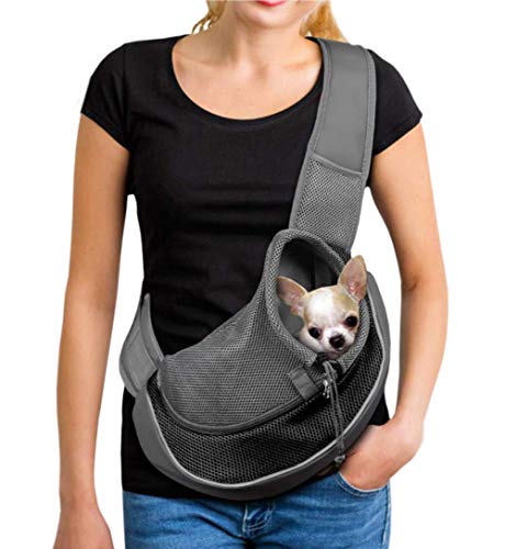 Tragetuch Hund Klein Katze Tragetasche Welpen Umhängetasche Haustier Mesh Transporttasche Verstellbarer Schultertasche Reise Hundetragebeutel Hundetrage Katzentrage Kleintiere Hundetragetuch,L von AIDIER