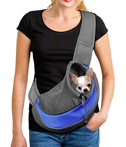 Tragetuch Hund Klein Katze Tragetasche Welpen Umhängetasche Haustier Mesh Transporttasche Verstellbarer Schultertasche Reise Hundetragebeutel Hundetrage Katzentrage Kleintiere Hundetragetuch,L von AIDIER