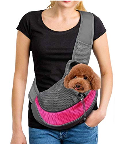 Tragetuch Hund Klein Katze Tragetasche Welpen Umhängetasche Haustier Mesh Transporttasche Verstellbarer Schultertasche Reise Hundetragebeutel Hundetrage Katzentrage Kleintiere Hundetragetuch,L von AIDIER