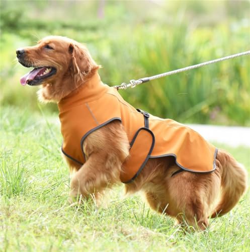 Haustier Hund Regenmantel Reflektierend mit Leine Loch Leichter Hund Regenmantel Verstellbar warm wasserdicht Hunde Mantel für kleine mittelgroße Hunde-Ginger||XXL von AIDISENA