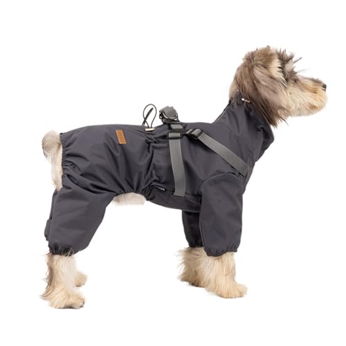 Hunde Regenmantel mit hoher Wasserdicht für Hunde Reflektieren der Vier Bein iger Regen-Overall für Welpen kleines mittleres Haustier-Gray||2XL von AIDISENA