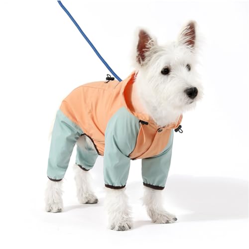 Hunde Regenmantel wasserdichte Kapuzen-Reflektierende Streifen mit rundem Hals leichte Wind dichte Jacke für kleine Rassen Hunde-orange||XL von AIDISENA