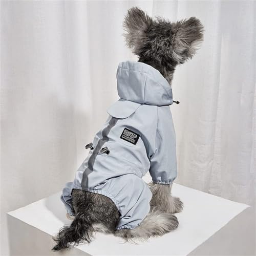 Wasserdichter Mantel mit Kapuze Regen Poncho mit reflektieren dem Streifen Welpen leichte Jacke Hunde Beine atmungsaktiv für kleine Welpen-Blue||L von AIDISENA