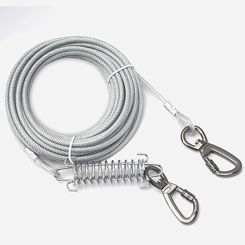 Hofleine Leinen für Hunde/15m Tie Out Cables Leinen Hofleine für Hunde Mit Stoßdämpfender Feder für Mittlere und Große Hunde Camping Park im Freien Laufen von AIFAHGUL