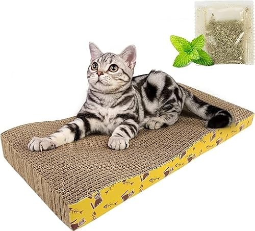 Katzenkratzmatte, Katzenkratzmatten, Für Indoor-Katzen Schleifen Krallen, Wendbare Gewellte Katzenkratzpads, Langlebiger Rutschfester Katzenkratzbaum (Wellig) von AIFUSI