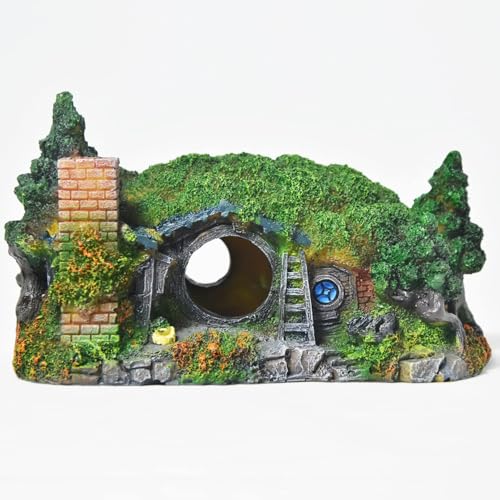 AIGOUT Aquarium-Dekoration, Hobbit-Schloss, Aquarium-Zubehör, Betta-Spielzeug, Dekoration für Aquarium, Arrangement, Ornamente, Aquarium, Dekoration (Hobbit) von AIGOUT