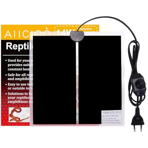 AIICIOO Reptilien Wärmematte Tankwärmer Terrarien mit Thermostatschalter- Aquarium Terrarium Heizmatte für Reptilien Pflanzen Eidechsen Schildkröten Schlangen 14W 28 * 28cm von AIICIOO