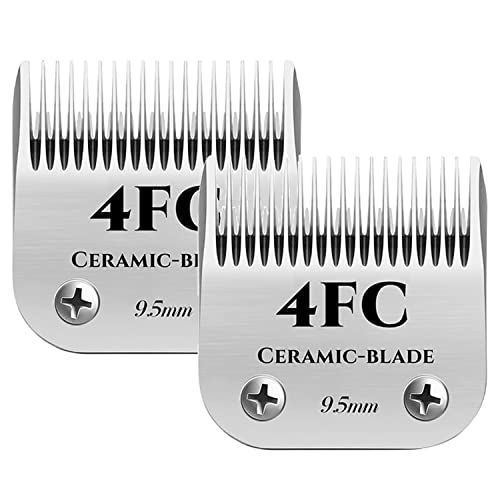 AIJALY 4FC-Klingen, abnehmbare Keramik-Klingen für Hundepflege, kompatibel mit Andis-Hunde-Schermaschinen, Ersatzklinge kompatibel mit Wahl/Oster A5, KM-Serie, Schnittlänge 9,5 mm, 2 Stück von AIJALY