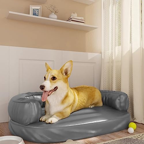 AIJUUKJP Animals & Pet Supplies - Ergonomisches Hundebett aus Schaumstoff, Grau, 75 x 53 cm, Kunstleder von AIJUUKJP