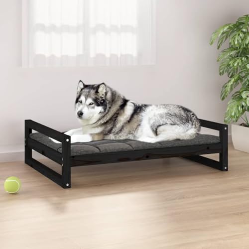 AIJUUKJP Tier- & Haustierbedarf: Hundebett schwarz 105,5 x 75,5 x 28 cm Kiefer massiv von AIJUUKJP