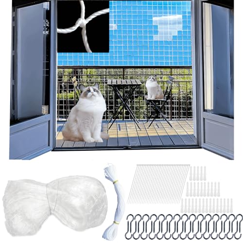 AILAIKE Katzennetz für Balkon,Balkonnetz für Katzen - 8x3m, Nylon Katzen Netz für UV- Und Witterungsbeständig, Zum Balkonen, ​Terrassen Und Fenstern von AILAIKE