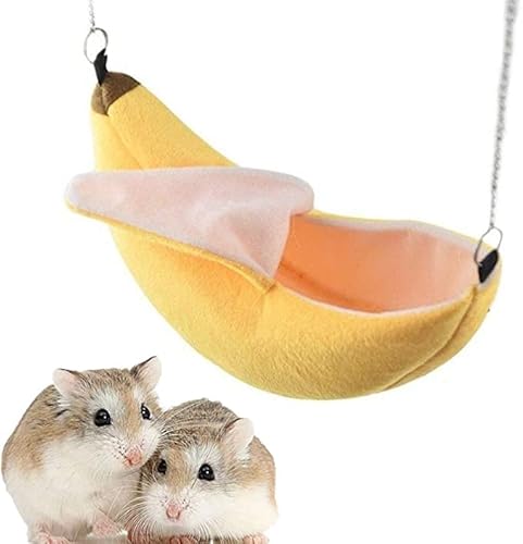 AIMICOCA Banana Hamster Bett Haus Hängematte Kleintier Warm Bett Haus Käfig Nest Hamster Zubehör für Zuckergleiter Hamster von AIMICOCA