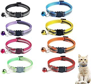 8 Stück Reflektierend Katzenhalsband,Verstellbar Halsband Katze Kitten(19-32cm),Reflektierende Kätzchenhalsbänder, Katzenhalsband Reflektierendes Sicherheits-Katzenhalsbänder mit Schnellverschluss von AIPWEYT Store