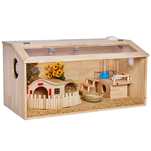 Großer Haustierhauskäfig, Hamsterkäfig und Lebensraumspielplatz, Futterbox für Rutin-Hühner, mit zu öffnendem Deckel, für Kaninchen, Meerschweinchen, Rutin-Hühner (Größe: 40 x 30 x 30 cm) von AITEKODVG