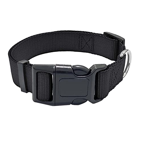 AiTodos® Hundehalsband – Schwarz, Nylon, Verstellbar, Atmungsaktiv, Gegen Biss, Hundehalsband, Empfohlener Halsumfang: 35–54 cm, Breite: 2,5 cm von AITODOS TA