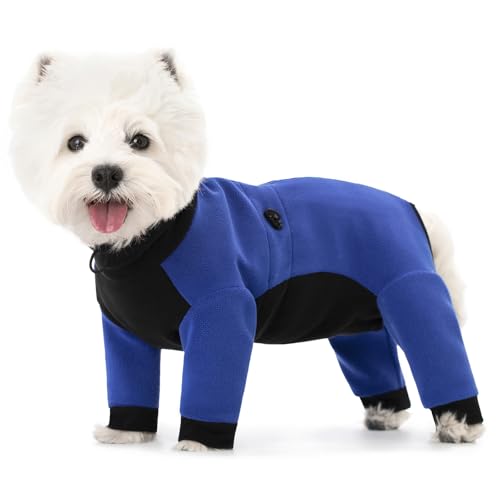 AITOLI Winterkleidung für kleine und mittelgroße Hunde, winddichter Einteiler für kaltes Wetter, Rollkragen-Fleece-Hundemantel, Anti-Haarausfall, warmer Hundemantel, Bodaysuit, von AITOLI