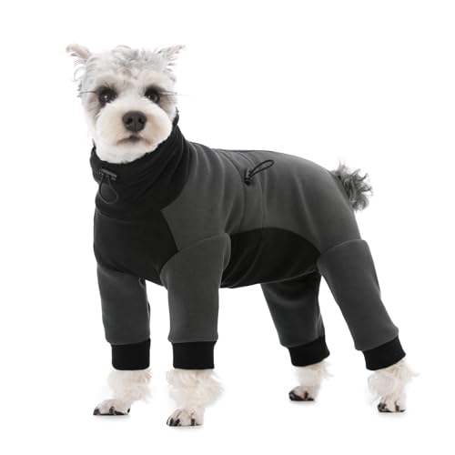 AITOLI Winterkleidung für kleine und mittelgroße Hunde, winddichter Einteiler für kaltes Wetter, Rollkragen-Fleece-Hundemantel, Anti-Haarausfall, warmer Hundemantel, Bodaysuit, von AITOLI