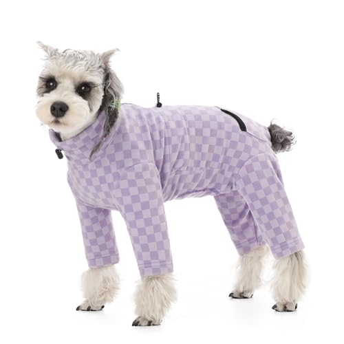 Hunde-Wintermantel, warmer Fleece-Hundemantel für kaltes Wetter, kariert, Rollkragenpullover, Hunde-Overall, Rollkragen-Winterkleidung für kleine, mittelgroße Hunde, Einteiler gegen Haarausfall von AITOLI