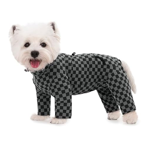 Hunde-Wintermantel, warmer Fleece-Hundemantel für kaltes Wetter, kariert, Rollkragenpullover, Hunde-Overall, Rollkragen-Winterkleidung für kleine, mittelgroße Hunde, Einteiler gegen Haarausfall von AITOLI