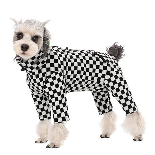 Hunde-Wintermantel, warmer Fleece-Hundemantel für kaltes Wetter, kariert, Rollkragenpullover, Hunde-Overall, Rollkragen-Winterkleidung für kleine, mittelgroße Hunde, Einteiler gegen Haarausfall von AITOLI