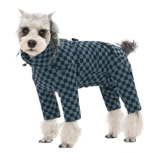 Hunde-Wintermantel, warmer Fleece-Hundemantel für kaltes Wetter, kariert, Rollkragenpullover, Hunde-Overall, Rollkragen-Winterkleidung für kleine, mittelgroße Hunde, Einteiler gegen Haarausfall von AITOLI