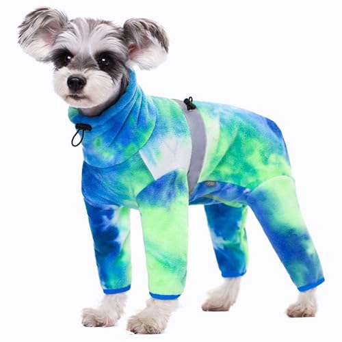 Hundemäntel für kleine Hunde, Polar Fleece Hund Pyjama Bodysuit für kleine mittelgroße Hunde, Hund Winterjacke, Welpen Onesies Tie Dye Jumpsuits, Hund Ganzkörperweste Hund Vierbeinige warme Kleidung von AITOLI