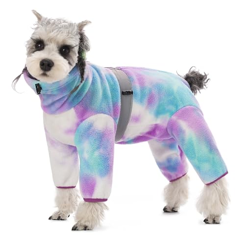 Hundemantel für kleine Hunde, Polar-Fleece-Hunde-Pyjama, Body für kleine und mittelgroße Hunde, Winterjacke, Welpen-Einteiler, Batikkleidung, Ganzkörperweste, Vierbeiner, warme Kleidung von AITOLI