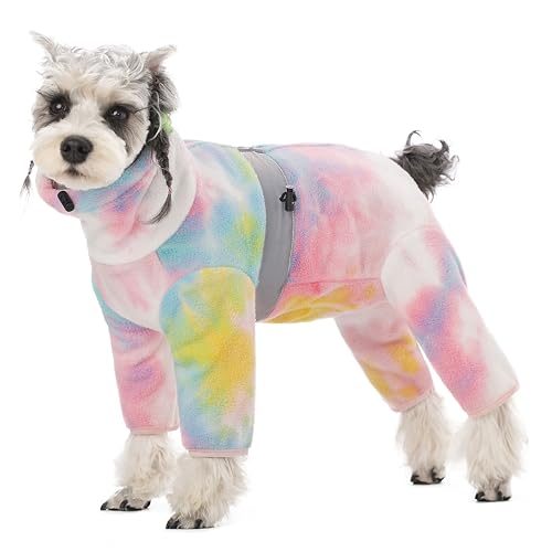 Hundemantel für kleine Hunde, Polar-Fleece-Hunde-Pyjama, Body für kleine und mittelgroße Hunde, Winterjacke, Welpen-Einteiler, Batikkleidung, Ganzkörperweste, Vierbeiner, warme Kleidung von AITOLI