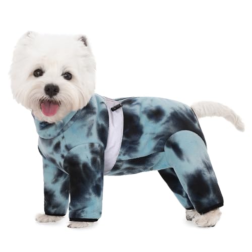 AITOLI Hundemantel für kleine Hunde, Polar-Fleece-Hunde-Pyjama, Winterjacke, Welpen-Einteiler, Batikkleidung, Ganzkörperweste, Vierbeiner, warme Kleidung von AITOLI