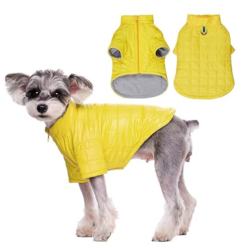 Kleine Hunde Winter Warmer Mantel, Wasserabweisende Fleece Welpenweste, Hoher Kragen, Leichte Outdoor Winddichte Hundekleidung mit Reißverschluss und D-Ring, Hundepufferjacke von AITOLI