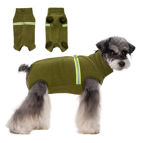 Warmer Hundemantel, Polarfleece-Hunde-Schlafanzug für kleine, mittelgroße Hunde, Katzen, Spazierengehen, Wandern, Reisen, Schlafen, kaltes Wetter, Welpenweste, Thermo-Hunde, Winter-Einteiler von AITOLI