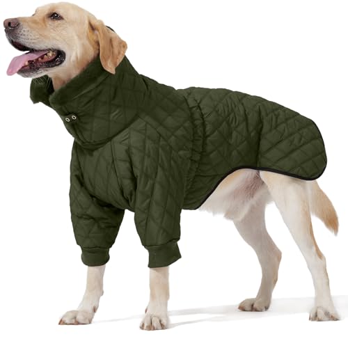 Warmer Hundemantel mit doppeltem Reißverschluss, Winter-Hundekleidung für kleine, mittelgroße und große Hunde, Rollkragen-Hunde-Pufferjacke, zwei Beine, kaltes Wetter, wind- und wasserdichte von AITOLI