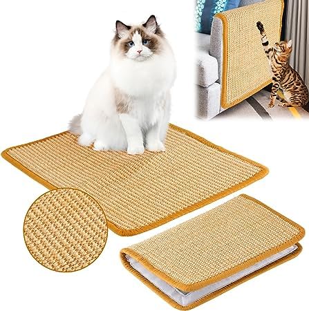 AIVORO 2 Stück Katzen Kratzmatte, Sisal Teppich Katzen, Katzenkratzmattefür Schärfende Pfoten, Natürliche Sisalmatte Kratzschutz kratzteppich Wand und Sofa（30cm x 40cm） von AIVORO