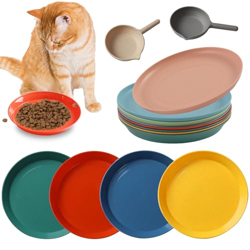 AIVORO Flat Cat Bowl, Pack of 8, Cat Food, Cat Feeding Bowl with 2 Scoops, Cat Bowl Set, Cat Bowl for Kittens and Short-Legged Cats von AIVORO